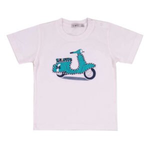 EMC Παιδικό T-shirt σε λευκό χρώμα με vintage έμβλημα Vespa