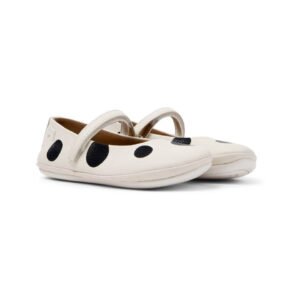 CAMPER Twins Δερμάτινες ασπρόμαυρες μπαλαρίνες για κορίτσια