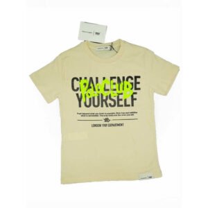 Μπεζ μπλούζα για αγόρια με μοντέρνο print “Challenge Yourself” της Polo Club London 1909
