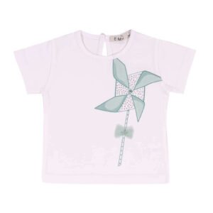 EMC T-shirt για μικρά κορίτσια σε λευκό χρώμα με σχέδιο ανεμόμυλο
