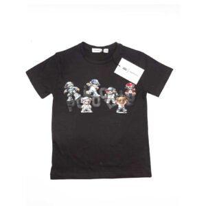 Μαύρο κοντομάνικο T-shirt με στάμπα τα αρκουδάκια της Polo Club London 1909