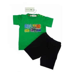 Σετ για μικρά αγόρια με πράσινο t-shirt και μαύρο σορτς της Polo Club London 1909