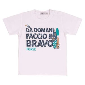 Λευκό T-shirt για αγόρια με καλοκαιρινό σχέδιο από την EMC