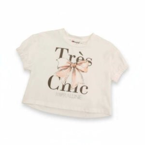 Παιδικό Λευκό Crop Top για Κορίτσι με Print Très Chic από την Koralline Girl
