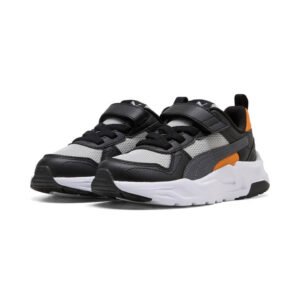 PUMA Trinity Μαύρο/Γκρι Αθλητικά παπούτσια για αγόρια με αυτοκόλλητο και ελαστικά κορδόνια