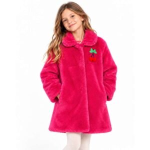 Φούξια Γούνινο Παλτό με Κερασάκια απο την Agatha Ruiz de la Prada