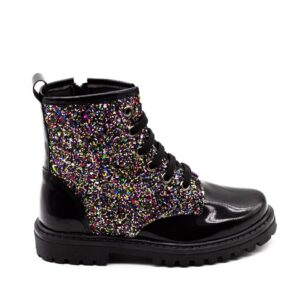 RICCO Μαύρα Λουστρίνι Αρβυλάκια με πολύχρωμο Glitter