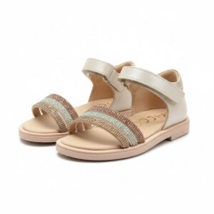 RICCO Nude Σατινέ πέδιλα με κλειστή φτέρνα για μικρά κορίτσια