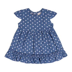EMC Φόρεμα από 100% βαμβάκι σε μπλε χρώμα με λευκά λουλούδια για μικρά κορίτσια