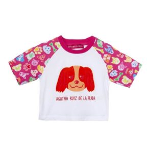 Agatha Ruiz De La Prada Λευκή κοντομάνικη μπλούζα με σχέδιο σκυλάκι