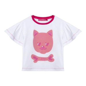 Agatha Ruiz De La Prada Λευκή κοντομάνικη μπλούζα με σχέδιο γατάκι