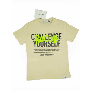 Μπεζ μπλούζα για αγόρια με μοντέρνο print “Challenge Yourself” της Polo Club London 1909