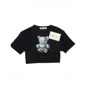 Cropped t-shirt για κορίτσια σε μαύρο χρώμα με το αρκουδάκι της Polo Club London 1909