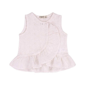 EMC Τοπ για μικρά κορίτσια σε λευκό χρώμα με σχέδιο δαντέλας