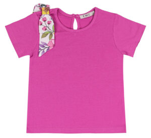 EMC T-Shirt σε φούξια χρώμα για κορίτσια με φλοράλ φιόγκο