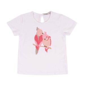 EMC T-shirt για κορίτσια σε λευκό χρώμα με σχέδιο παπαγαλάκια