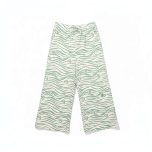 Παντελόνα σε φαρδιά γραμμή για κορίτσια σε μπεζ χρώμα με πράσινα σχέδια της Koralline girl